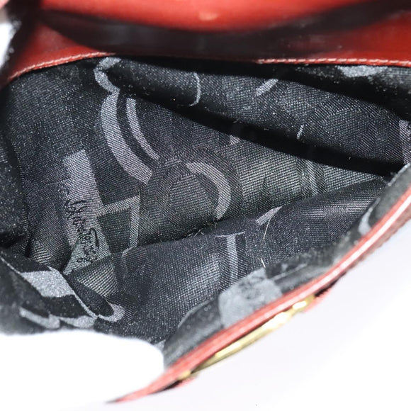 Salvatore Ferragamo Vala Shoulder Bag Leather Brown Gold Auth gh091