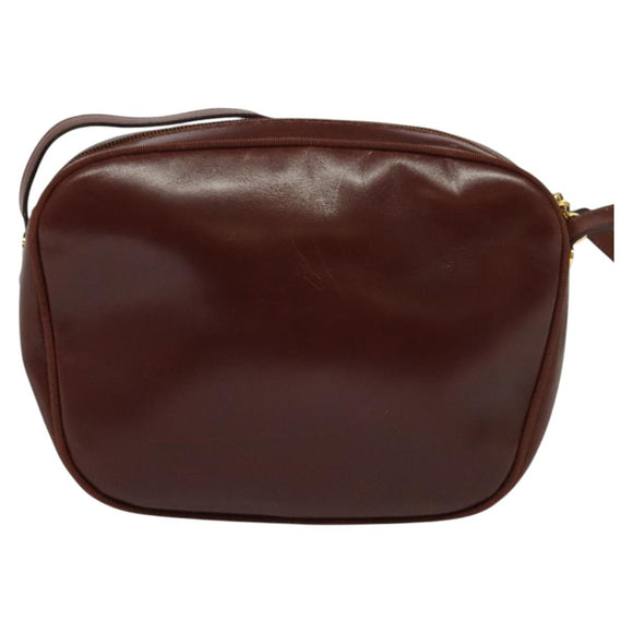 Salvatore Ferragamo Vala Shoulder Bag Leather Brown Gold Auth gh091