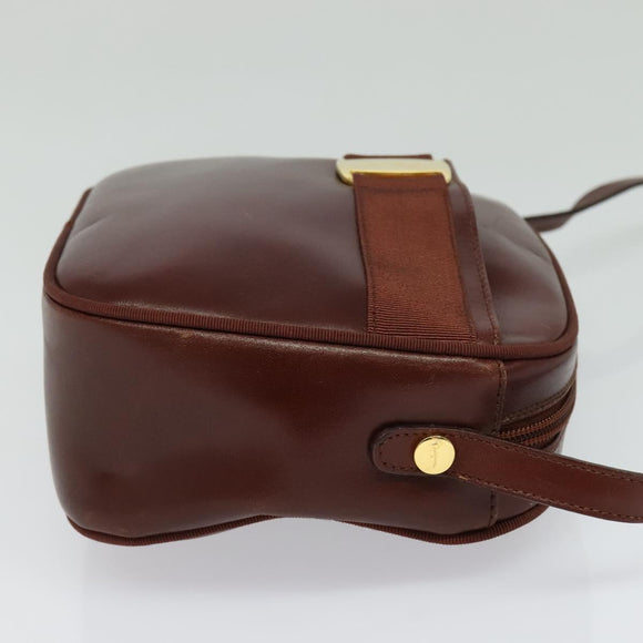 Salvatore Ferragamo Vala Shoulder Bag Leather Brown Gold Auth gh091