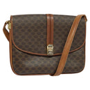 CELINE Macadam Canvas Shoulder Bag PVC Leather Brown Gold Auth gh093-1