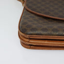 CELINE Macadam Canvas Shoulder Bag PVC Leather Brown Gold Auth gh093-14