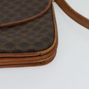 CELINE Macadam Canvas Shoulder Bag PVC Leather Brown Gold Auth gh093-15