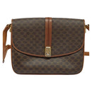 CELINE Macadam Canvas Shoulder Bag PVC Leather Brown Gold Auth gh093-13