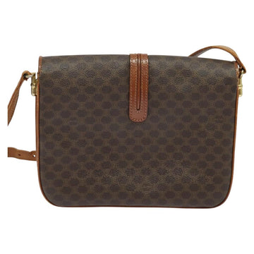 CELINE Macadam Canvas Shoulder Bag PVC Leather Brown Gold Auth gh093 - 0