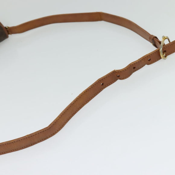 CELINE Macadam Canvas Shoulder Bag PVC Leather Brown Gold Auth gh093