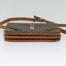 CELINE Macadam Canvas Shoulder Bag PVC Leather Brown Gold Auth gh093-5