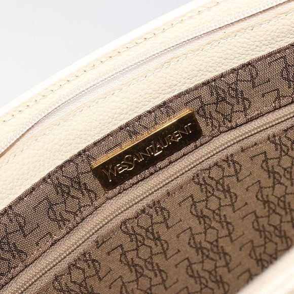 SAINT LAURENT Hand Bag Leather Gold Beige Auth gh097A