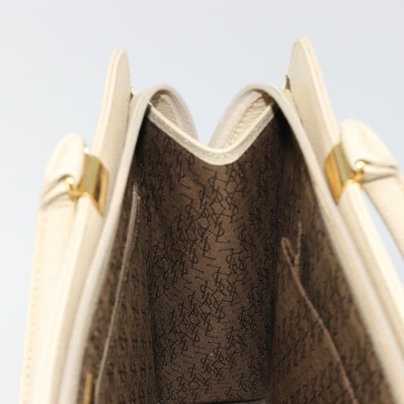 SAINT LAURENT Hand Bag Leather Gold Beige Auth gh097A