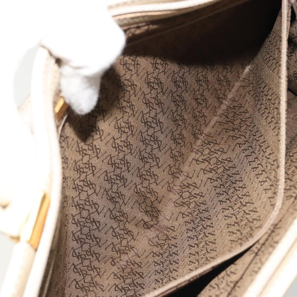 SAINT LAURENT Hand Bag Leather Gold Beige Auth gh097A