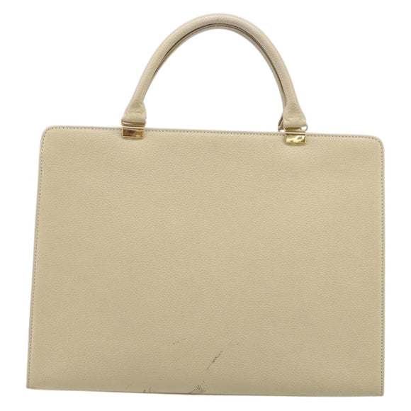 SAINT LAURENT Hand Bag Leather Gold Beige Auth gh097A