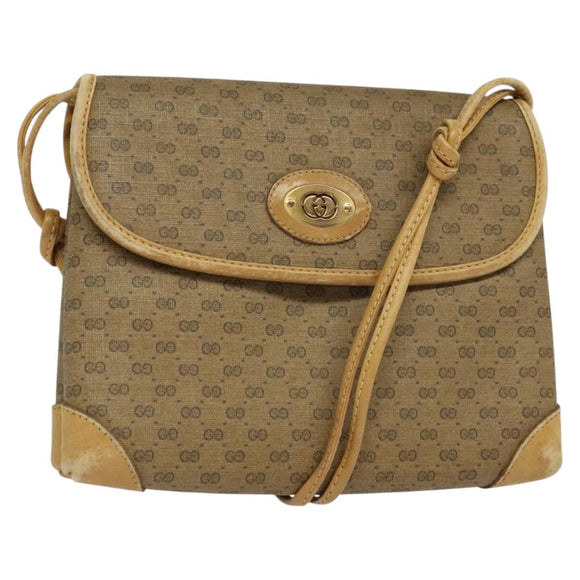 GUCCI Micro GG Supreme Shoulder Bag PVC Beige Gold 007 49 5548 Auth gh098