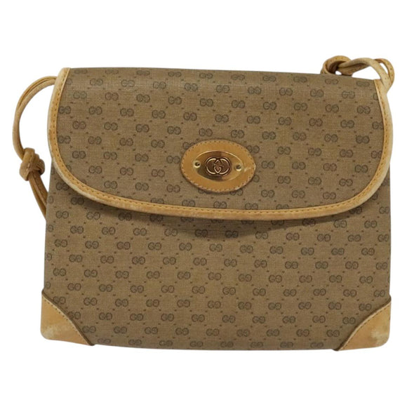 GUCCI Micro GG Supreme Shoulder Bag PVC Beige Gold 007 49 5548 Auth gh098