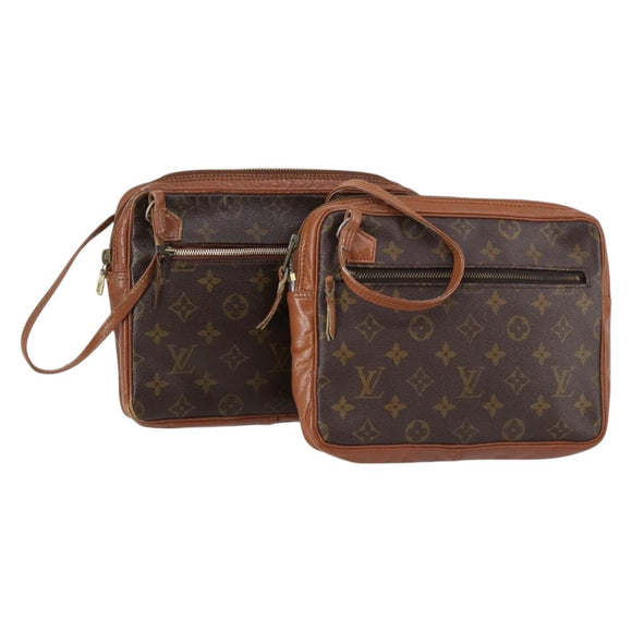 LOUIS VUITTON Monogram Clutch Bag 2Set LV Auth gh1003