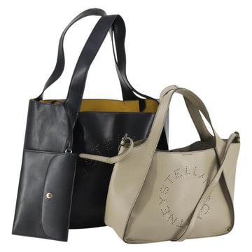 Stella MacCartney Tote Bag Leather 2Set Black Beige Auth gh1004
