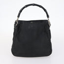 GUCCI Bamboo Shoulder Bag Suede nylon 3Set Black Brown Auth gh1005-16