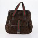 GUCCI Bamboo Shoulder Bag Suede nylon 3Set Black Brown Auth gh1005-2