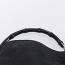 GUCCI Bamboo Shoulder Bag Suede nylon 3Set Black Brown Auth gh1005-20