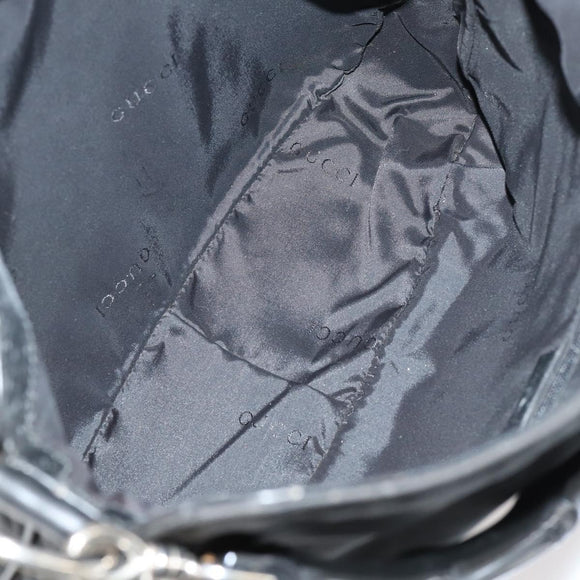 GUCCI Bamboo Shoulder Bag Suede nylon 3Set Black Brown Auth gh1005