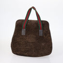 GUCCI Bamboo Shoulder Bag Suede nylon 3Set Black Brown Auth gh1005-3