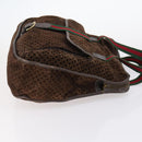 GUCCI Bamboo Shoulder Bag Suede nylon 3Set Black Brown Auth gh1005-4