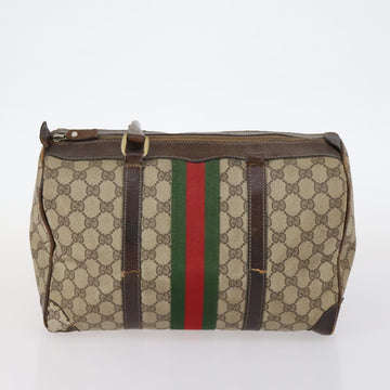 GUCCI GG Supreme Web Sherry Line Shoulder Bag PVC 2Set Beige Auth gh1006 - 0