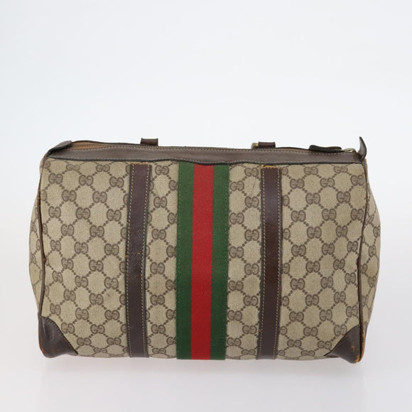 GUCCI GG Supreme Web Sherry Line Shoulder Bag PVC 2 Set Beige Auth gh1006