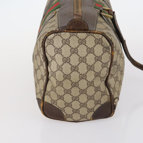 GUCCI GG Supreme Web Sherry Line Shoulder Bag PVC 2 Set Beige Auth gh1006