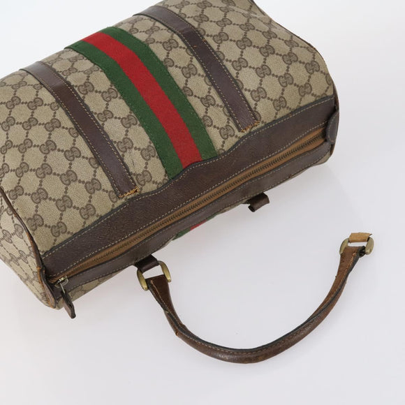 GUCCI GG Supreme Web Sherry Line Shoulder Bag PVC 2Set Beige Auth gh1006