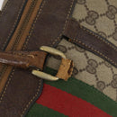 GUCCI GG Supreme Web Sherry Line Shoulder Bag PVC 2Set Beige Auth gh1006-7