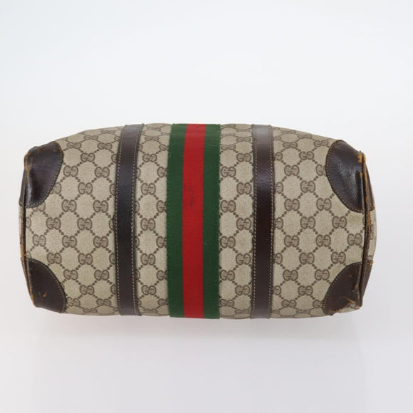 GUCCI GG Supreme Web Sherry Line Shoulder Bag PVC 2 Set Beige Auth gh1006