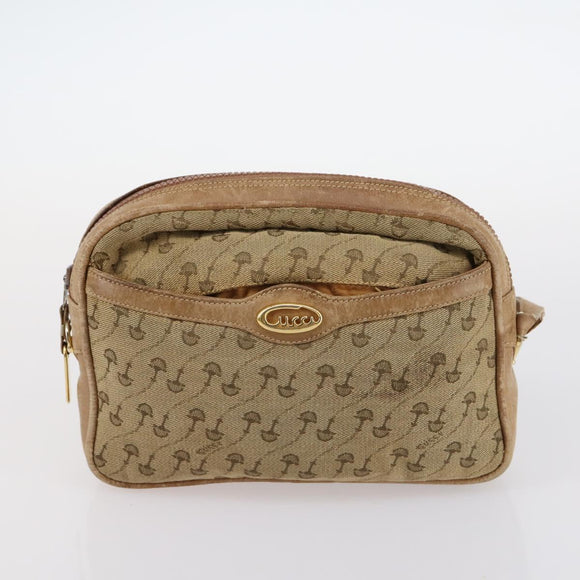 GUCCI Micro GG Supreme Schoudertas Canvas Leer 4-delig Zwart Beige Auth gh1007