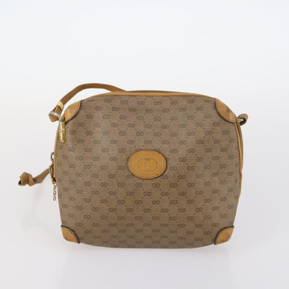 GUCCI Micro GG Supreme Shoulder Bag Canvas Leather 4Set Black Beige Auth gh1007