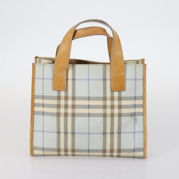 BURBERRY Nova Check Tote Bag PVC 2Set Light Blue Beige Auth gh1008