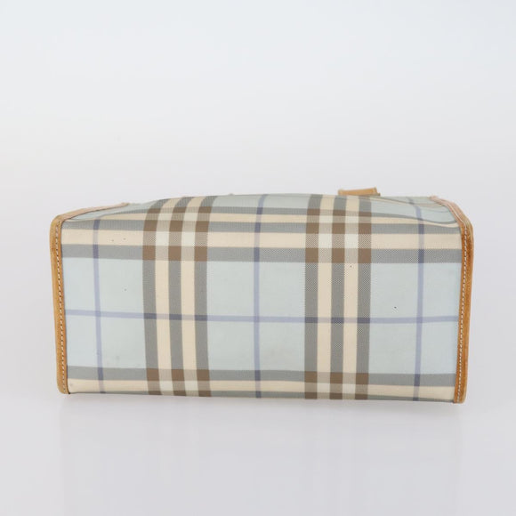 BURBERRY Nova Check Tote Bag PVC 2Set Light Blue Beige Auth gh1008
