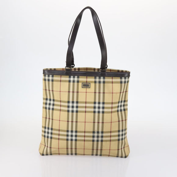 BURBERRY Nova Check Tote Bag PVC 2Set Light Blue Beige Auth gh1008
