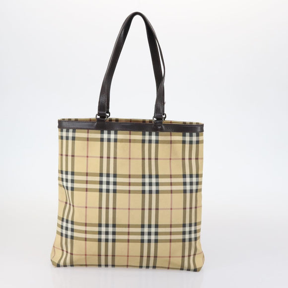 BURBERRY Nova Check Tote Bag PVC 2Set Light Blue Beige Auth gh1008
