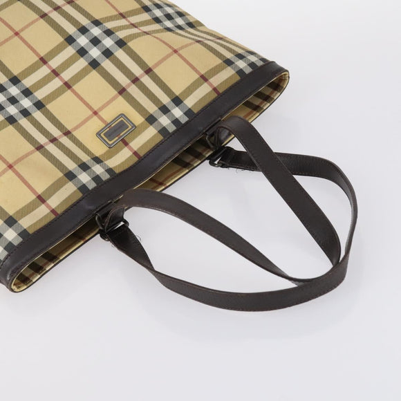 BURBERRY Nova Check Tote Bag PVC 2Set Light Blue Beige Auth gh1008