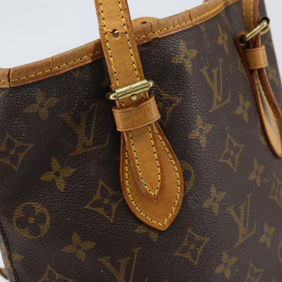LOUIS VUITTON Monogram Bucket PM Shoulder Bag M42238 LV Auth gh1038