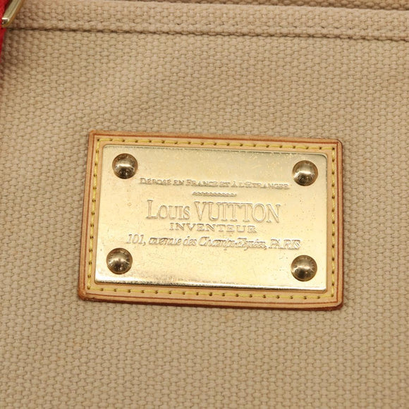 LOUIS VUITTON Antigua Cabas MM Tote Bag Canvas Beige Red M40035 LV Auth gh1049