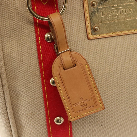 LOUIS VUITTON Antigua Cabas MM Tote Bag Canvas Beige Red M40035 LV Auth gh1049