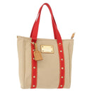 LOUIS VUITTON Antigua Cabas MM Tote Bag Canvas Beige Red M40035 LV Auth gh1049-1