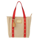 LOUIS VUITTON Antigua Cabas MM Tote Bag Canvas Beige Red M40035 LV Auth gh1049-13