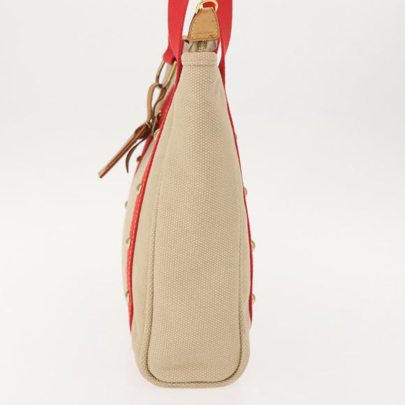 LOUIS VUITTON Antigua Cabas MM Tote Bag Canvas Beige Red M40035 LV Auth gh1049