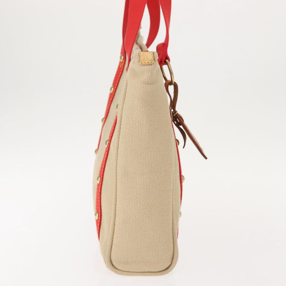 LOUIS VUITTON Antigua Cabas MM Tote Bag Canvas Beige Red M40035 LV Auth gh1049