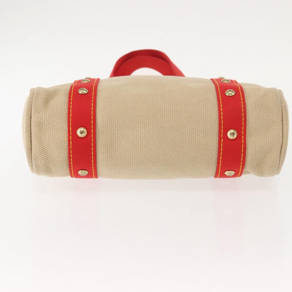 LOUIS VUITTON Antigua Cabas MM Tote Bag Canvas Beige Red M40035 LV Auth gh1049