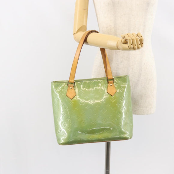 LOUIS VUITTON Monogram Vernis Houston Hand Bag Baby Blue M91005 LV Auth gh1056