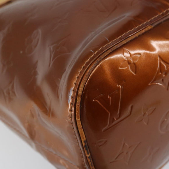 LOUIS VUITTON Monogram Vernis Houston Hand Bag Bronze M91122 LV Auth gh1057