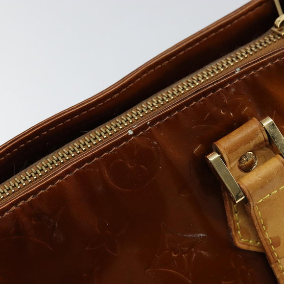 LOUIS VUITTON Monogram Vernis Houston Hand Bag Bronze M91122 LV Auth gh1057