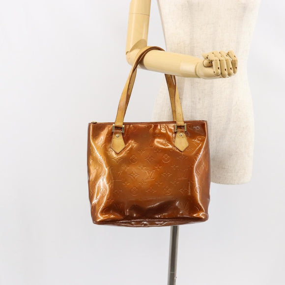 LOUIS VUITTON Monogram Vernis Houston Hand Bag Bronze M91122 LV Auth gh1057