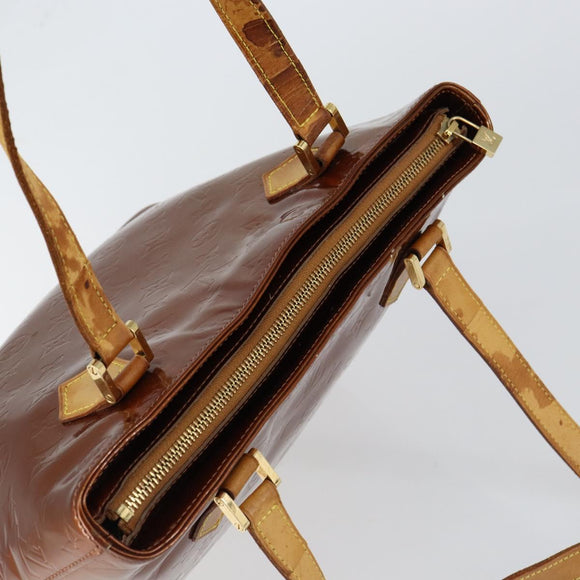 LOUIS VUITTON Monogram Vernis Houston Hand Bag Bronze M91122 LV Auth gh1057